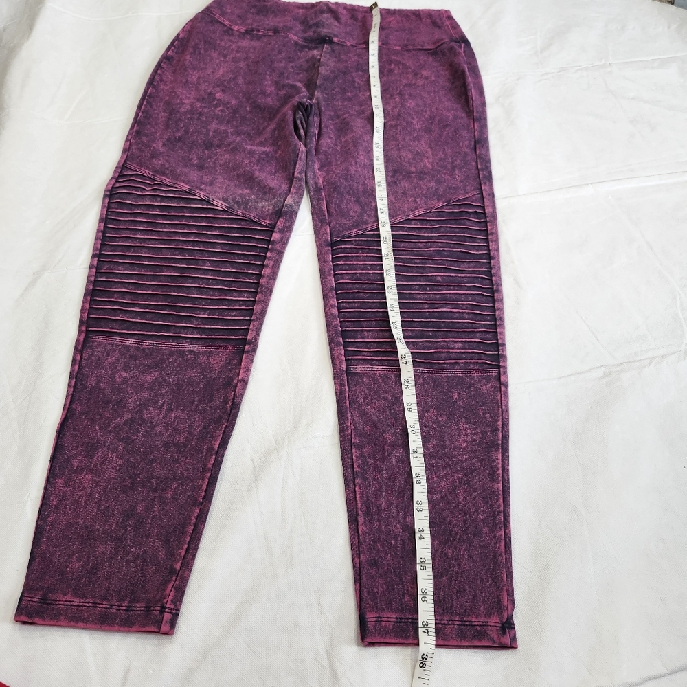 Zenana Material washed wide waistband Moto Leggings - Picture 7 of 11